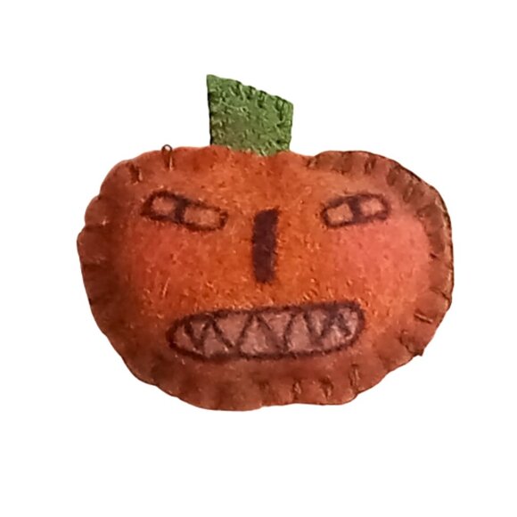 ๐ฏ 10 for $10 / Small Handmade Creepy Felt Pumpkin - Picture 1 of 9